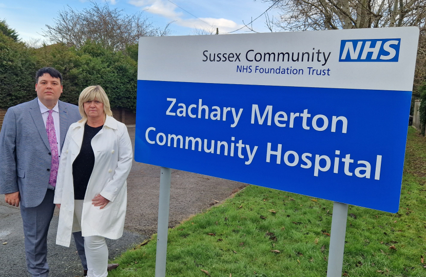 Cllr Shaun Gunner and Cllr Alison Cooper outside the Zachary Merton