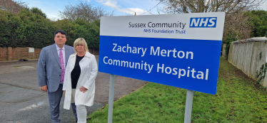 Cllr Shaun Gunner and Cllr Alison Cooper outside the Zachary Merton